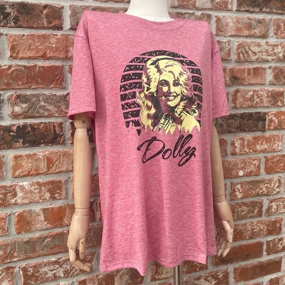 Pink Dolly Parton screen printed tee / XXL / New without tags - Picture 4 of 11